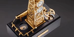 Exclusive table clock "Gaz Derrick" Palladium-plated